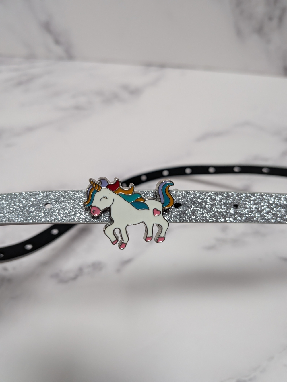 Silver Glitter Unicorn Belt Girls Kawaii Fairycore Sparkle Buckle